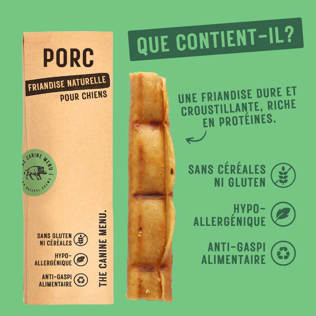 Friandises au porc à mâcher (25 unités)